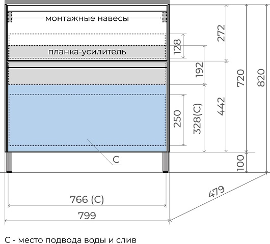 Style Line Тумба с раковиной Лима 80 Plus эмаль графит матовая – картинка-7